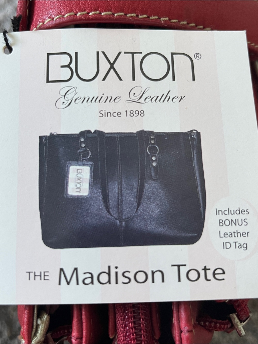 Buxton Madison Tote Bag with Padded Laptop Pocket in Red - Picture 3 of 11